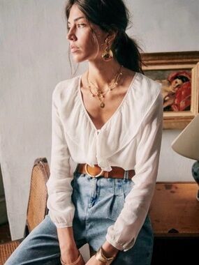 Sezane Priscille White Blouse